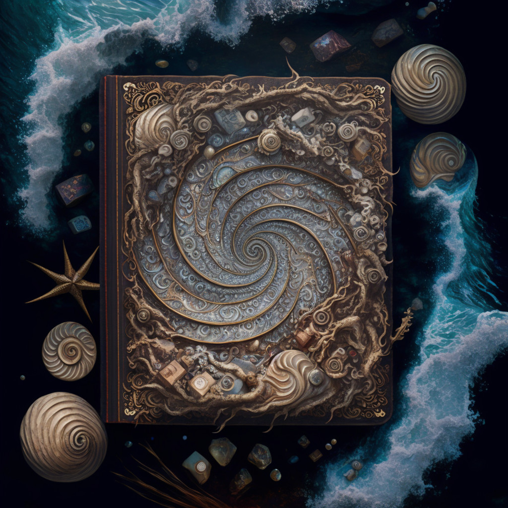 Codex of the Tides: A spellbook with a cover made of shells in the shape of swirling water.