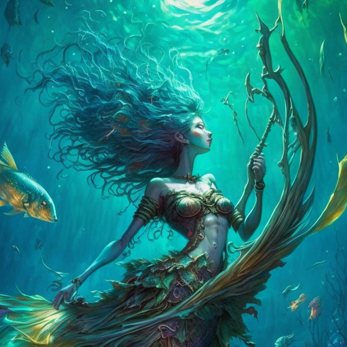 Aquatic Adept: A sea elf joyfully swimming beneath the waves.